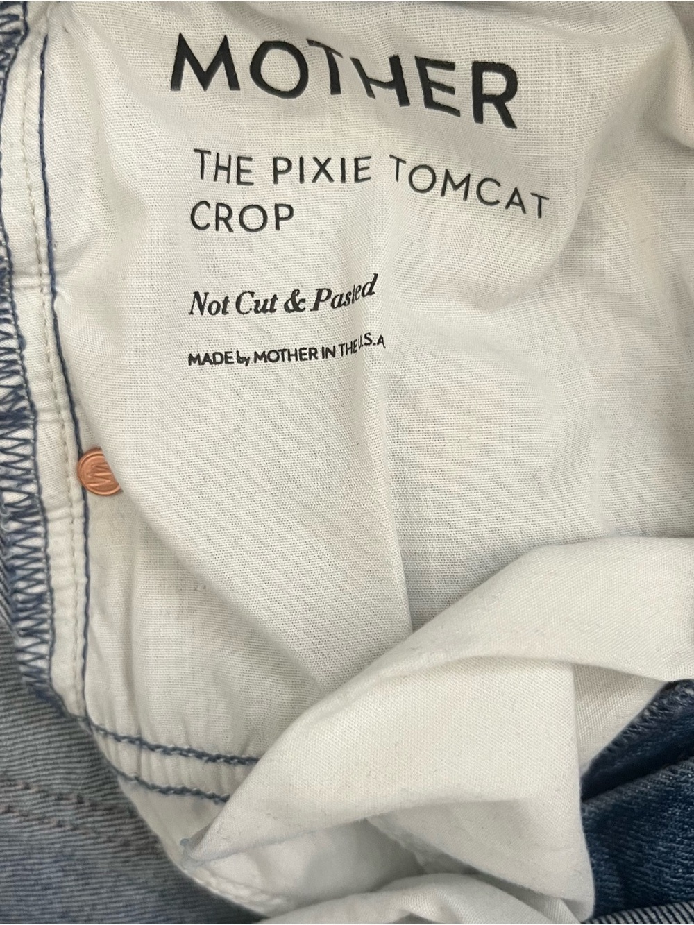 MOTHER Pixie Tomcat Crop Not Cut & Pasted Jeans Size 26 Raw Hem See Note - Picture 10 of 16